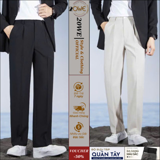 Quần Tây Nam Đen Ống Suông Rộng 3 Màu Đen,Ghi,Be Dáng Âu Baggy Nam Vải VITEX Hàn Co Dãn Nhẹ Thoáng Khí - 20WE