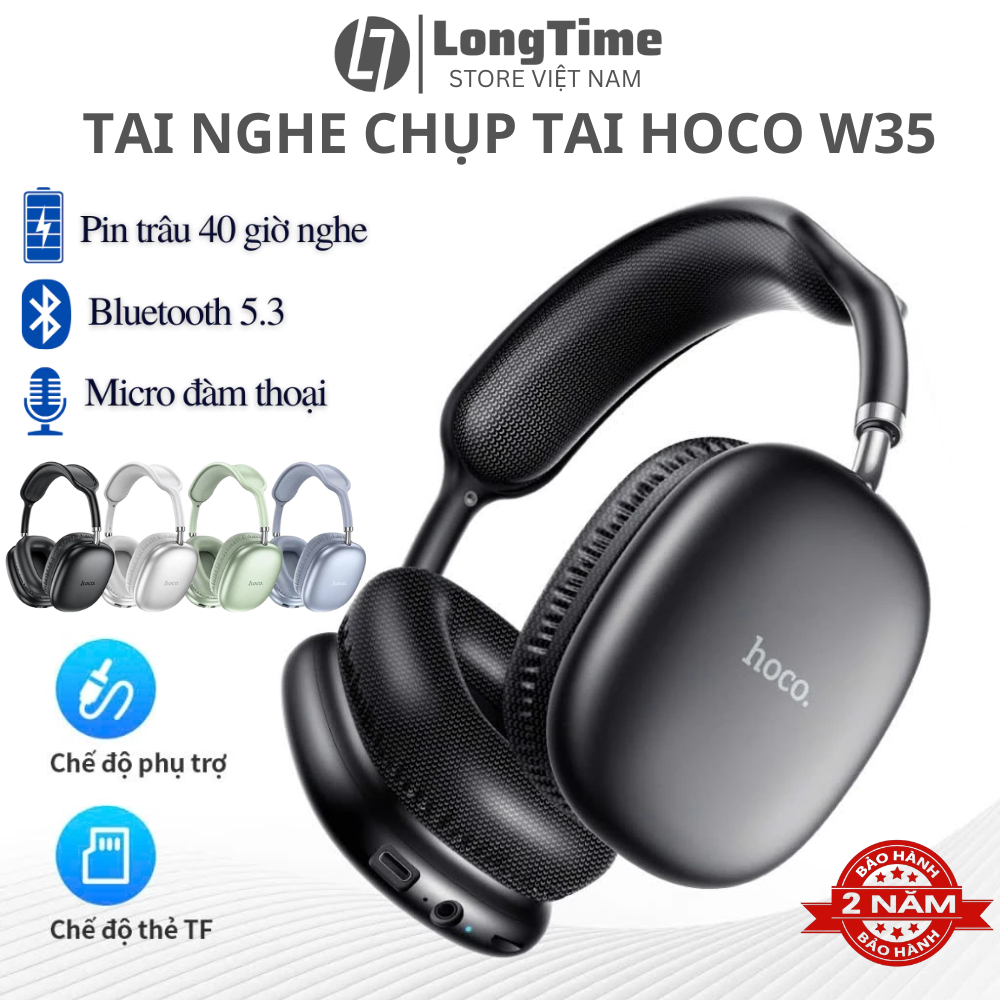 Tai Nghe Bluetooth Chụp Tai Hoco W35 Air - Pin 40 Giờ Nghe Tích Hợp Micro Đàm Thoại Hỗ Trợ AUX 3.5