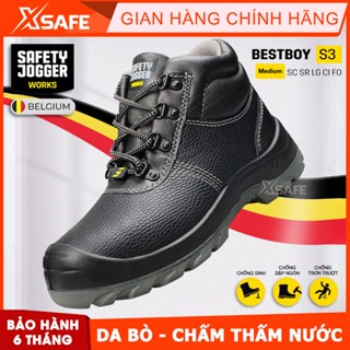Giày bảo hộ lao động nam Jogger Bestboy S3 cổ cao da bò, chống thấm nước, chống đinh, trơn trượt