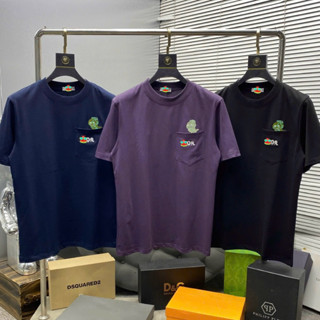 Áo phông nam nữ Premium Cotton PB thêu chữ phối hình khủng long túi ngực đơn giản basic boy phố AP633P