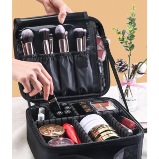  Cốp đựng mỹ phẩm da PU cao cấp chống nước có quai xách hộp trang điểm mini tiện lợi makeup M06 