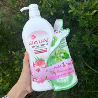   MUA 1 TẶNG 1  Sữa Tắm Sáng Da Gervenne Dâu Tây Bạch Tuyết và Hoa Lily Hồng 900G TẶNG TÚI 450G Hương Kiwi 