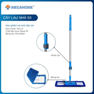 Cây Lau Nhà Công Nghiệp MEGAHOME S5, Bông Lau 60cm Hình Chữ Nhật Mềm Mại, Siêu Thấm Hút