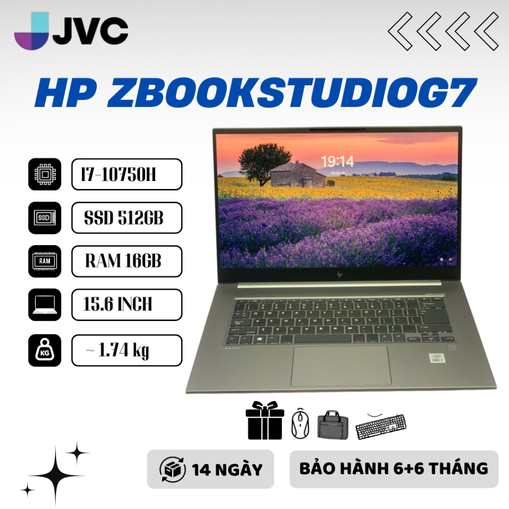  Laptop Trạm Workstation  HP ZBOOKSTUDIOG7 core i7 10750H ram 16gb ssd 512 15.6inch pin>4h liên tục 