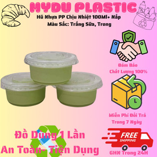 100 Hủ Nhựa PP (Chịu Nhiệt) Trắng Trong 100ml( Xài Full Đc 90Ml)+ Nắp