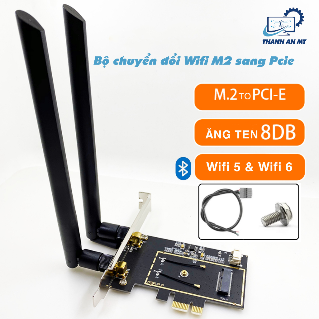 Bộ chuyển đổi card M2 - Pci-E 1X Wifi và Bluetooh tích hợp cho PC,SFF(chưa gồm card Wifi)