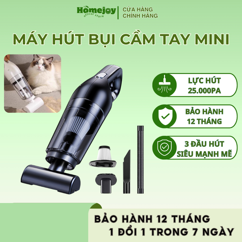 Máy hút bụi mini cầm tay không dây DELADEP MHB01 – lực hút 20.000PA, dùng cho ô tô/sofa/giường