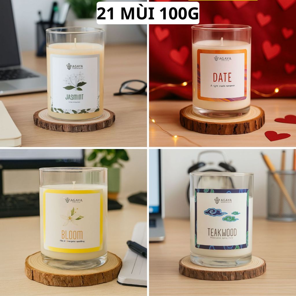 Nến thơm Agaya Candle Cup size 100G,Nến thơm tinh dầu thiên nhiên,dùng thư giãn giảm stress