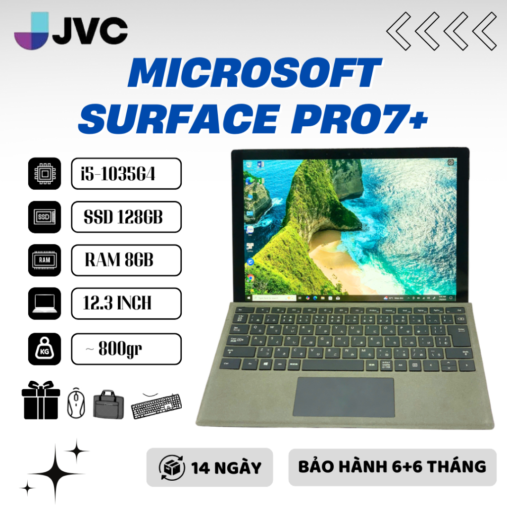 LapTop Cảm Ứng Microsoft surface pro 7  Core i5-1035G4 Ram 16gb SSD 256gb Màn touch 3k pin 2-5h
