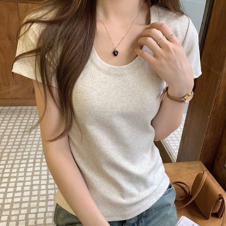 Áo Croptop Cổ Bẻ Tay ngắn Quả Mơ Dành Cho Nữ