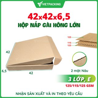 42x42x6,5 - 10 hộp carton nắp gài hông size lớn thời trang siêu tiện lợi
