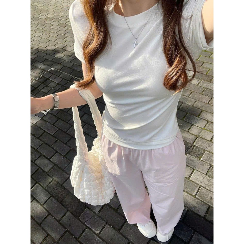 Áo Babytee Thun Trơn Cổ Tròn Chất Tăm Co Giãn Dễ Phối Đồ Nữ | BigBuy360 - bigbuy360.vn