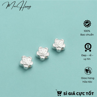   S925  Charm bạc xỏ ngang hoa mẫu đơn - MH801 MOCHUONG JEWELRY 