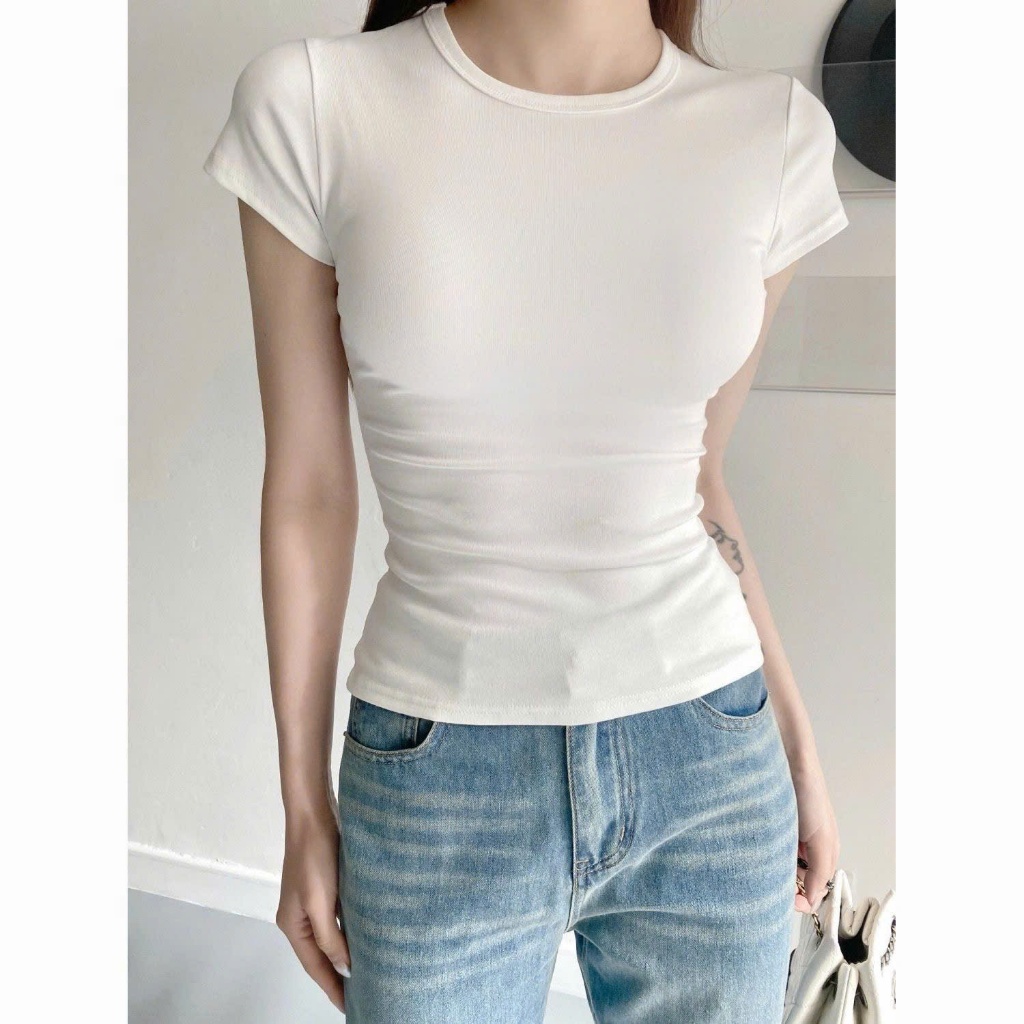 Áo Babytee Thun Trơn Cổ Tròn Chất Tăm Co Giãn Dễ Phối Đồ Nữ | BigBuy360 - bigbuy360.vn