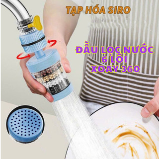 Đầu vòi lọc nước trực tiếp 6 lớp Carbon xoay 360° tiện dụng 3x12cm