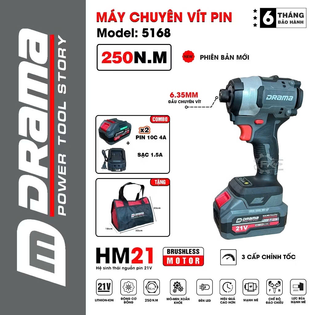 Máy chuyên vít DRAMA 5168 máy chạy siêu khỏe siêu êm