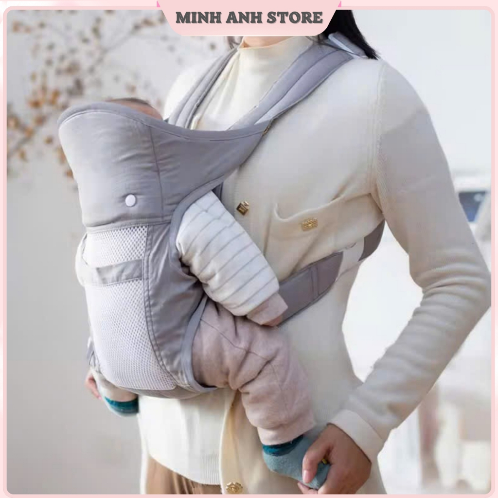 Địu đỡ cổ cho bé sơ sinh - Địu cao cấp 4 tư thế đa năng ngồi xe máy an toàn