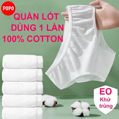 Quần lót dùng một lần POPO Nữ 100% cotton dùng 1 lần, đáy 2 lớp, dùng đi du lịch, mẹ bầu đi sinh