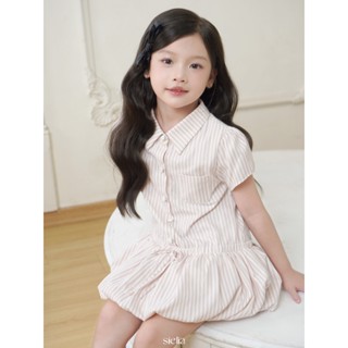 [ Creamy Dress - SIELIA ] - Váy tiểu thư cho bé gái kẻ hồng