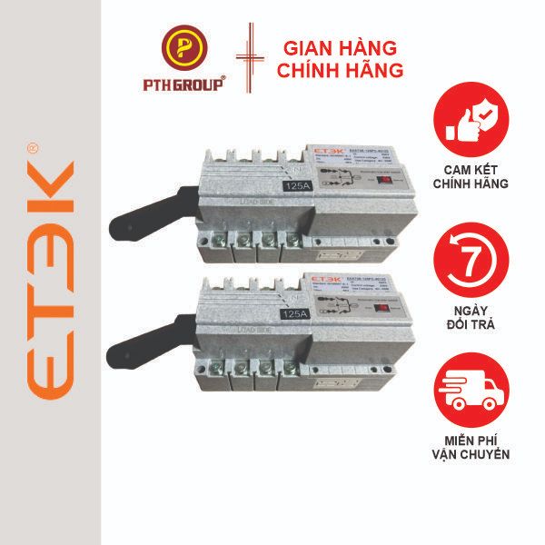 Bộ ATS Chuyển Mạch 2 Nguồn Tự Động 125A 4P EKATS6-125PC-40125A  | Bảo Hành 06 Tháng | PTH Group