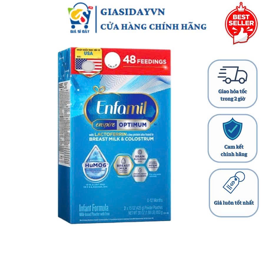 [Date 2027] Sữa Enfamil Enspire Optimum Mỹ Hộp Giấy 850g - Sữa Bột Công Thức