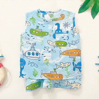 TOLEXINH [9kg-22kg] đồ bộ bé trai sát nách quần đùi - vải tole loại 1