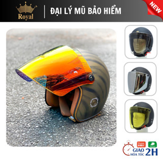  Kính nón bảo hiểm 3 4 1 2 chính hãng royal - Kính Flat dài gắn mũ bảo hiểm 3 4 che kín mắt có thể mở lên xuống được 