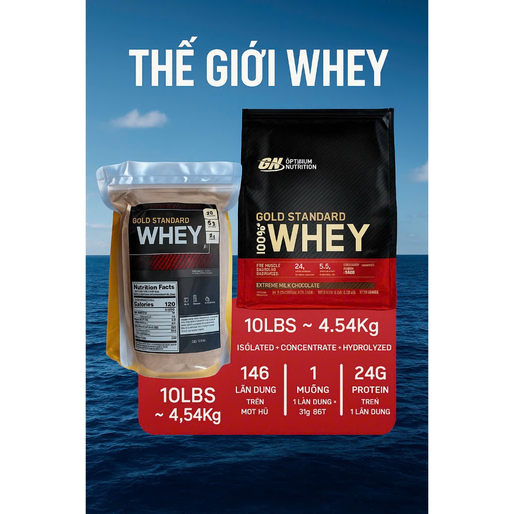 [TẶNG BÌNH LẮC] BỘT SỮA 2KG Optimum Nutrition Gold Standard - Thế Giới Whey 02