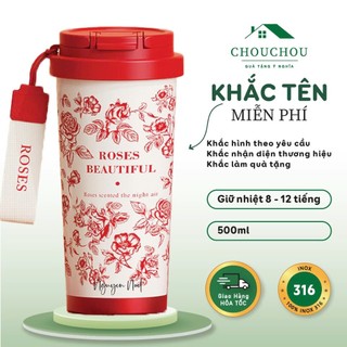 [Miễn Phí Khắc Tên] - Ly giữ nhiệt CHAOBEI 500ml có quai xách, ống hút và lõi lọc trà.