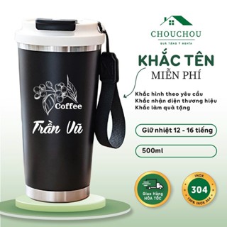 [Miễn Phí Khắc Tên] Ly Giữ Nhiệt SITARAYURI 500ml Inox 304 - có quai xách, ống hút và lõi lọc trà.