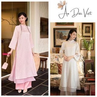  Áp Dài Gấm Hoa "Túc Mỹ" Dáng Xuông may 4 tà Cao Thấp Áo Dài Cách Tân 