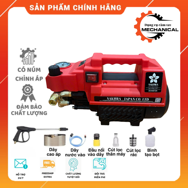 Máy rửa xe SAKURA 3800w có chỉnh áp, công nghệ cảm ứng từ chống giật chống cháy | BigBuy360 - bigbuy360.vn
