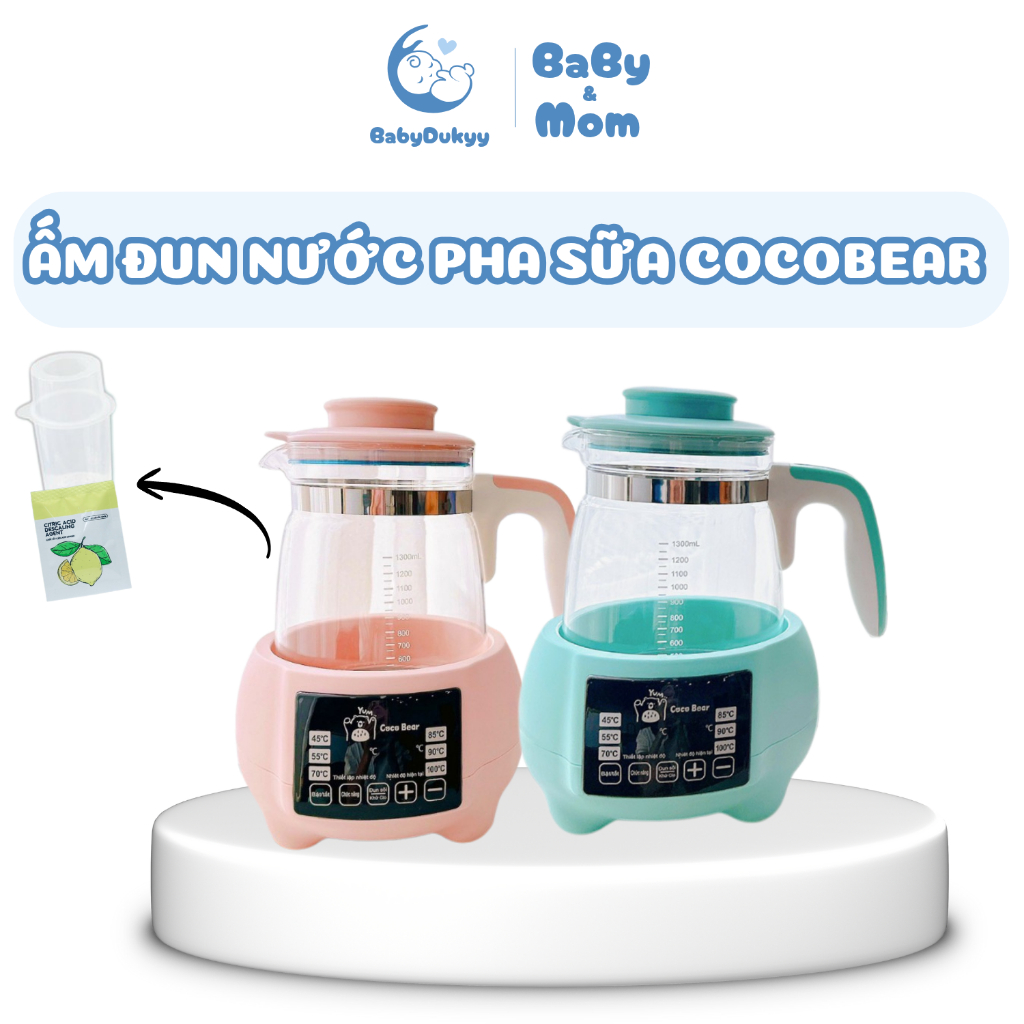 Máy Đun Nước Pha Sữa Coco Bear&Tootie 1.3L Điều Chỉnh Giữ Nhiệt 24h, Ấm Đun Siêu Tốc Pha Sữa Tiện Lợi Thông Minh Cho Mẹ