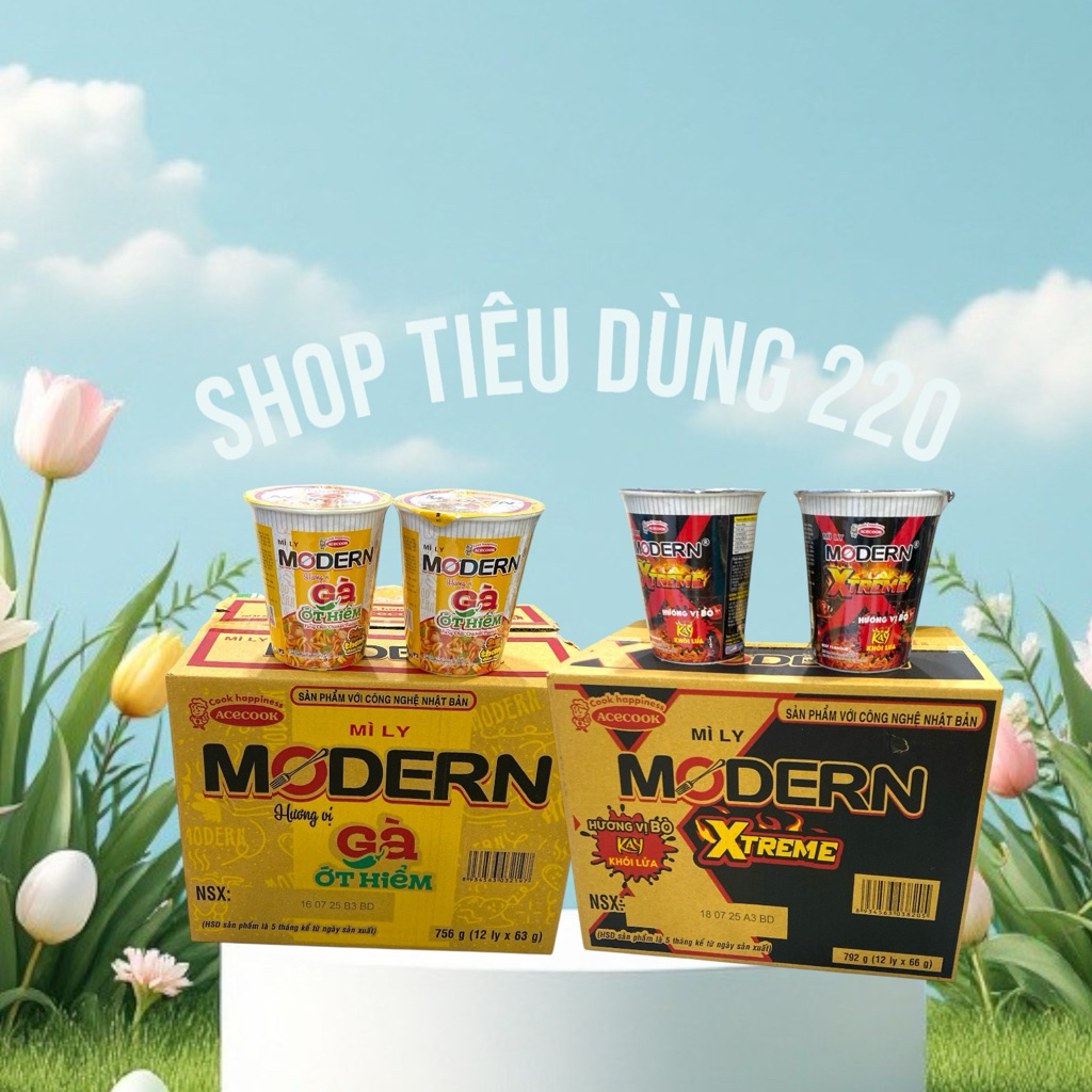 Mì Modern Bò Gà Cay Ớt Hiểm Combo 12 Ly