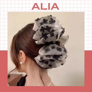 Kẹp Tóc Nơ Bong Bóng Siêu To Lưới Hoa Xinh Xắn Phong Cách Hàn Quốc Cho Nữ-ALIA