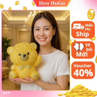  Ống tiết kiệm Gấu xù bông đáng yêu size to cute | quà tặng trang trí heo lợn đất tiết kiệm 