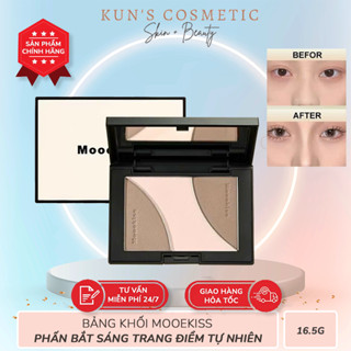 Bảng Khối Mooekiss Phấn Bắt Sáng Bảng Trang điểm Tự Nhiên Lâu Trôi Chống Nước 16.5g