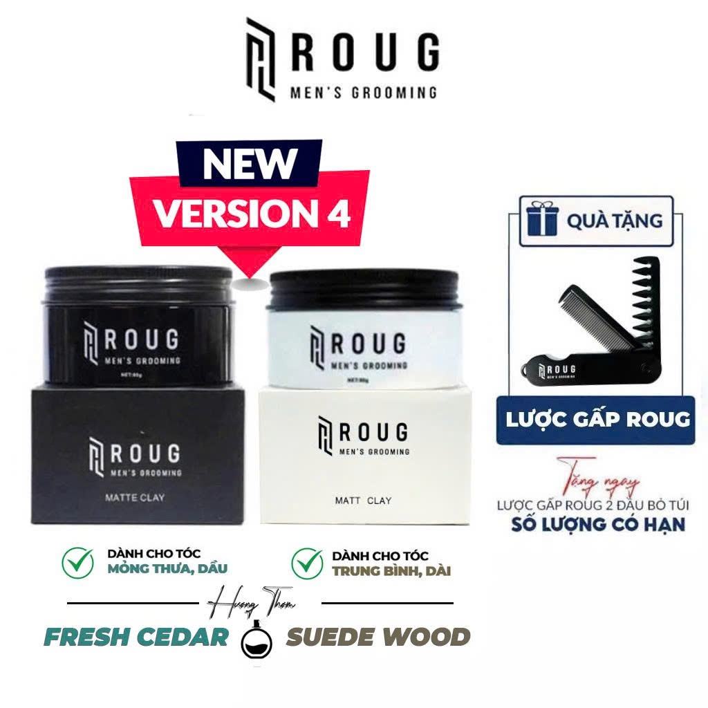 Sáp vuốt tóc Roug Đen 90gr , Roug Trắng 90gr cao cấp cho nam + Tặng lược tạo kiểu theo phân loại