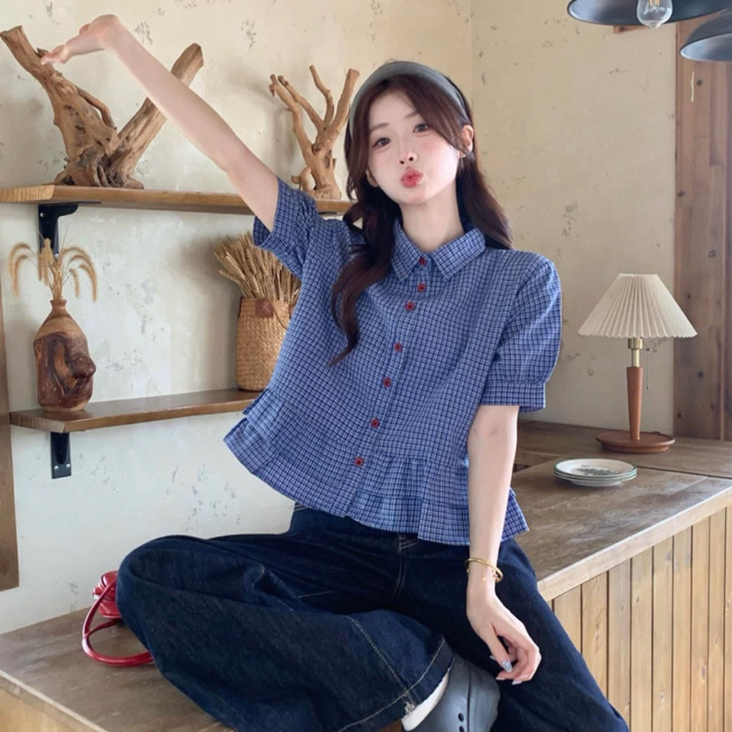 [có big size] áo sơ mi kẻ sọc phôi bèo tầng xinh xắn minisize bigsize | BigBuy360 - bigbuy360.vn