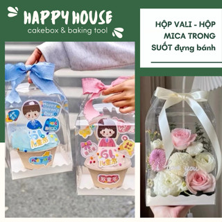 HỘP VALI - HỘP MICA TRONG SUỐT đựng bánh kem, bánh bento, mousse, tiramisu, bánh sinh nhật size nhỏ