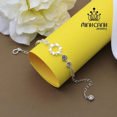 Lắc Tay Bạc Nữ Hình Nguyệt Quế Đính Đá - Minh Canh Jewelry
