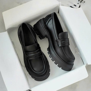 Giày lười nữ mũi tròn chất nhẹ êm, loafer nữ đế cao 5cm da mềm thời trang hottrend P-005