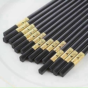 Bộ 10 Đôi Đũa Nhữa Mạ Vàng Hàn Quốc Dài 27cm Cao Cấp