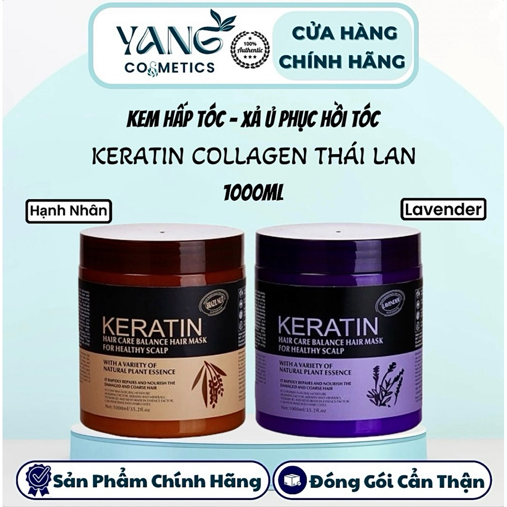 Kem ủ tóc Keratin Collagen 1000ml Phục Hồi Tóc Hư Tổn, Hương Lavender & Brazil Nut