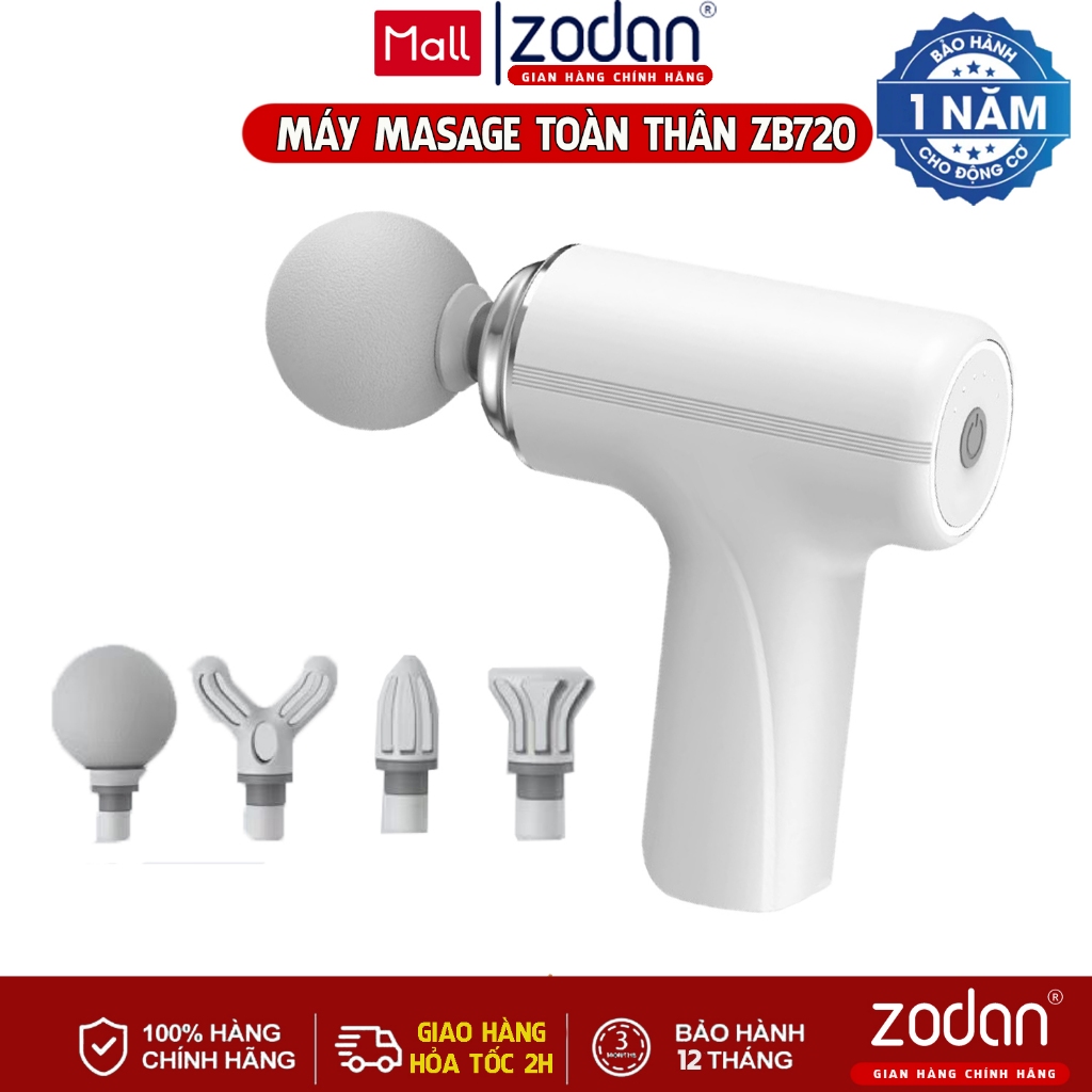 Máy mát xa cầm tay, máy massage ZODAN ZB360 toàn thân KÈM 4 ĐẦU ĐÁNH BẢO HÀNH CHÍNH HÃNG 1 NĂM
