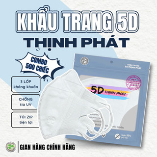 500 chiếc khẩu trang 5D Thịnh Phát 3 lớp kháng khuẩn kháng giọt bắn chống tia UV Cỏ Ba Lá