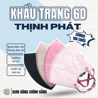 100 chiếc khẩu trang 6D Thịnh Phát kháng khuẩn quai chun mềm mại chống tia UV Cỏ Ba Lá