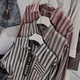 Áo sơ mi dài tay kẻ sọc to dành cho nữ mẫu hot 2025