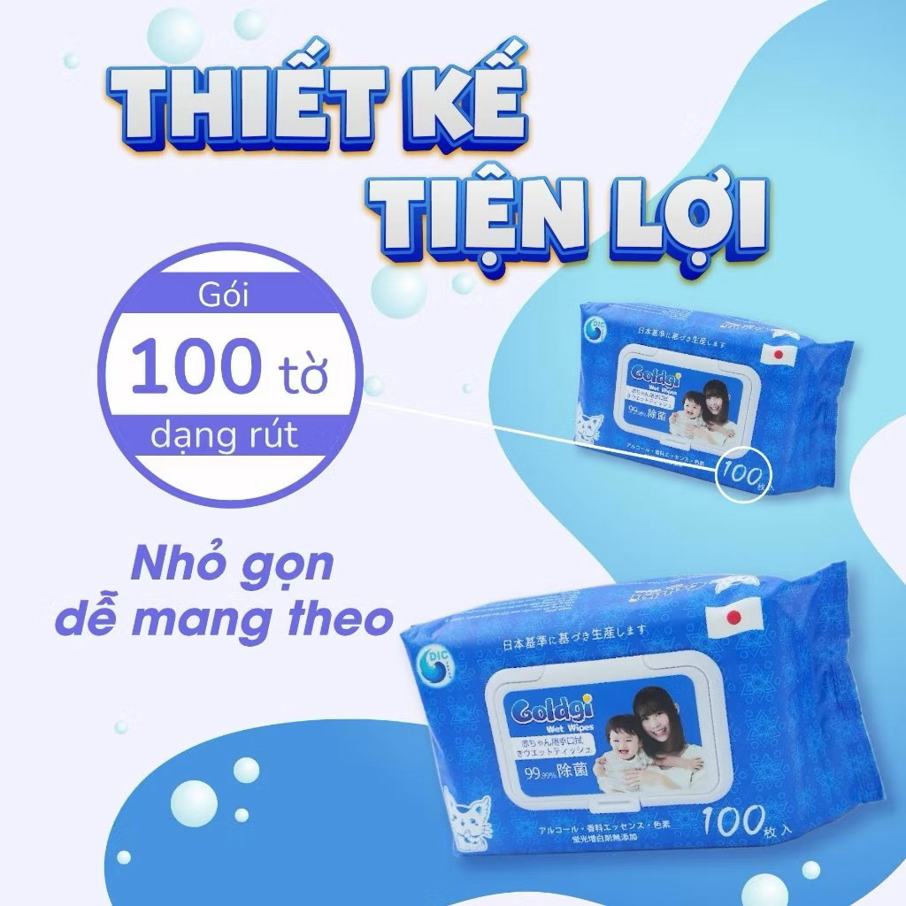 Bịch khăn ướt Goldgi cao cấp loại 100 tờ