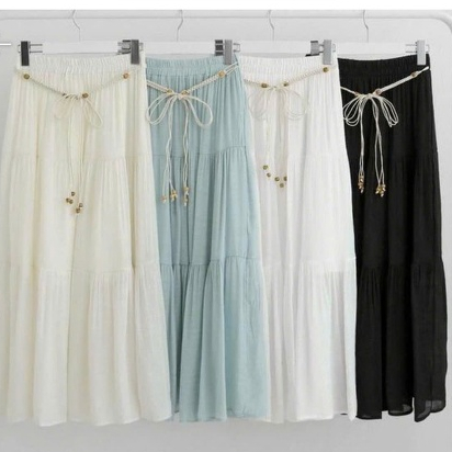 Chân váy tầng 2lớp dáng dài voan mềm mịn xếp ly Midi